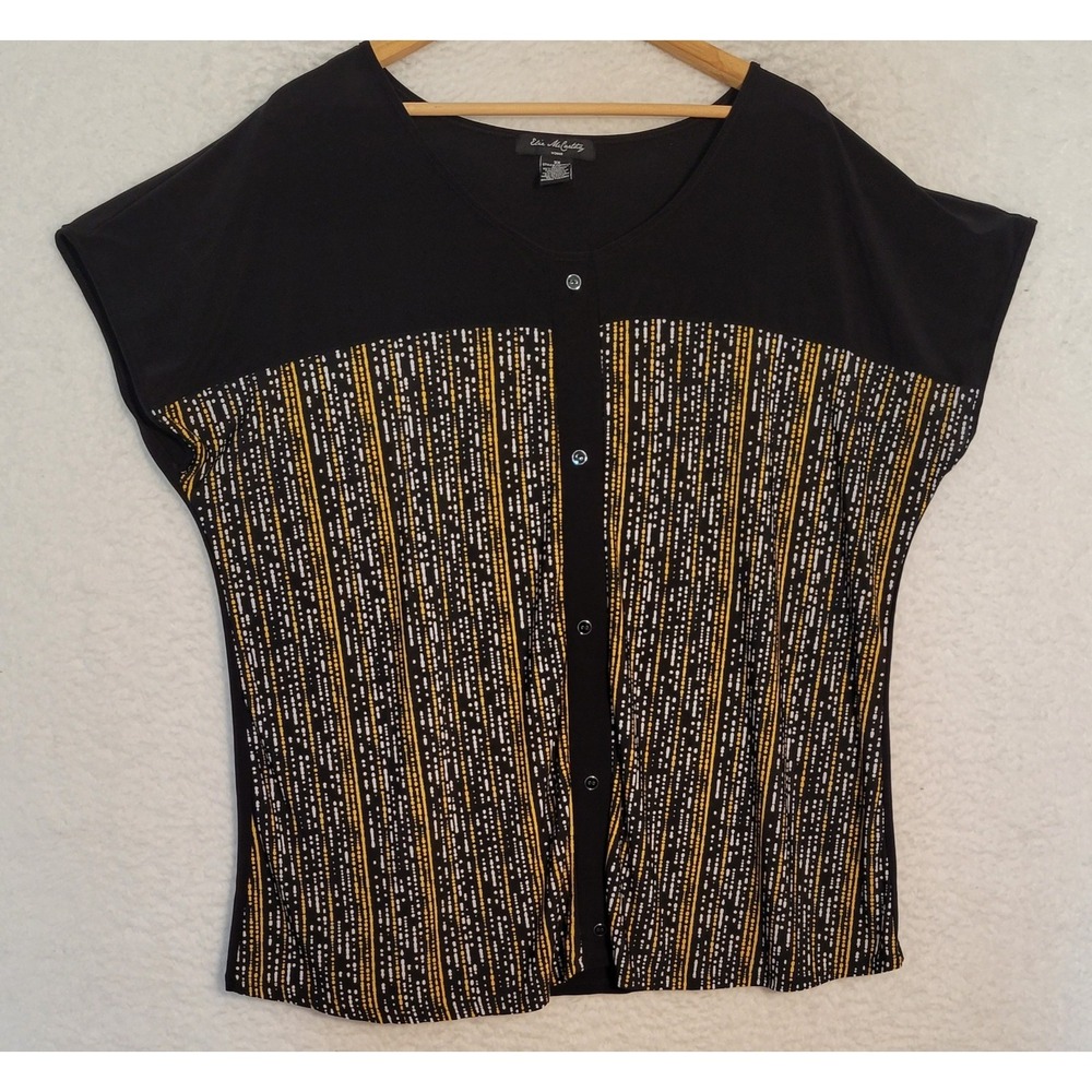 Elie‎ McCarthy Womens Blouse Top Cap Sleeve Size 3X Pullover Boho 1371